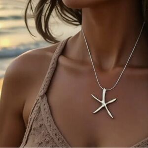Silver Starfish Pendant Necklace - Women Jewelry